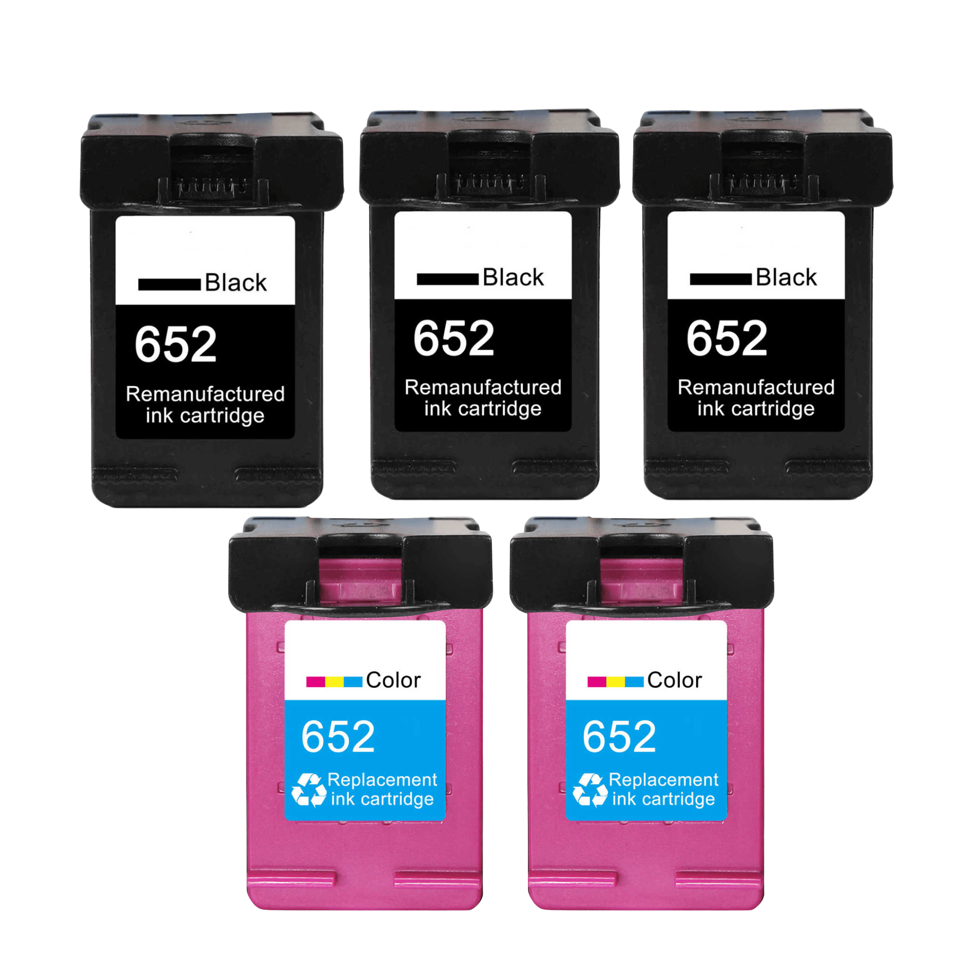 Pakke sæt HP 652XL – 3 Sort, 2 farver – alternativ – 90 ml